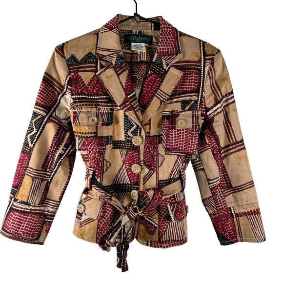 Harve Benard Jackets & Blazers - Vintage Harve Benard Holtzman Women's Patchwork Blazer Shoulderpads Belt 8P